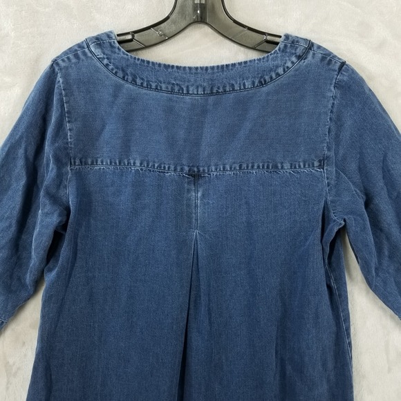 Soft Surroundings Dress Women Small Blue Denim Look 3/4 Sleeve Minimal Casual - Picture 5 of 12